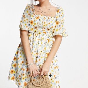 ASOS Floral print puff sleeves mini-dress